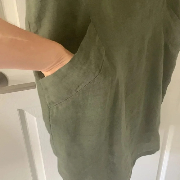 Piazza Del Tempo olive green linen dress size medium - Picture 6 of 7